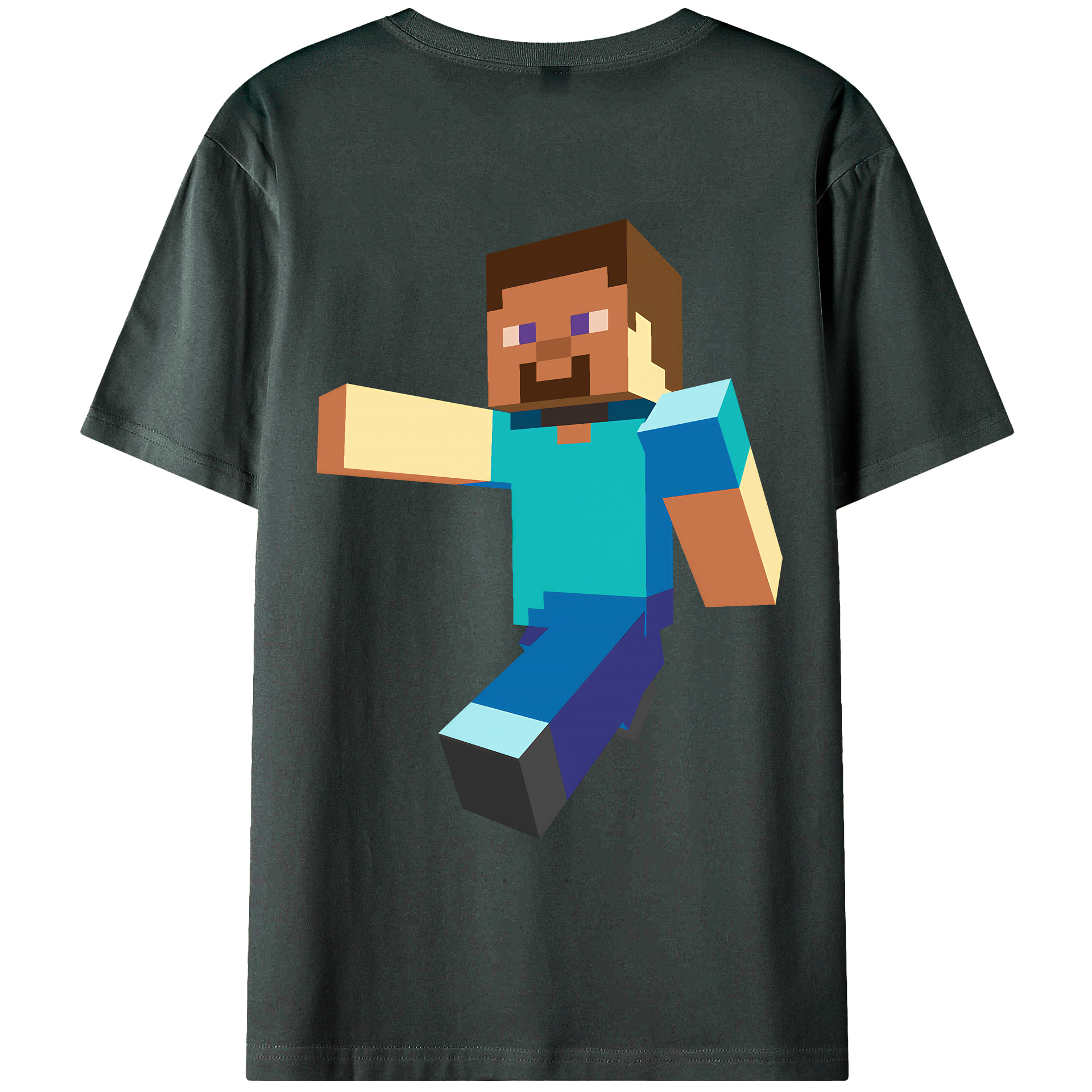 （画像用） マインクラフト ブロックの世界 Minecraft MC Block world 綿100％ メンズ半袖Tシャツ（バックプリント） 通気性